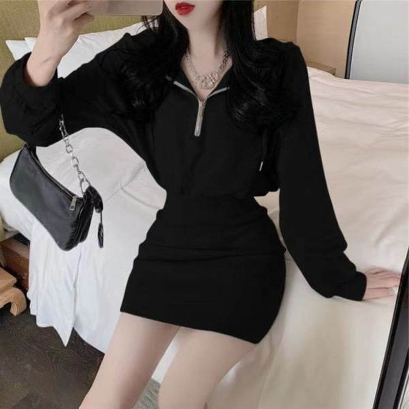 Hooded Slim Fit Sweatshirt Dress Petite Women