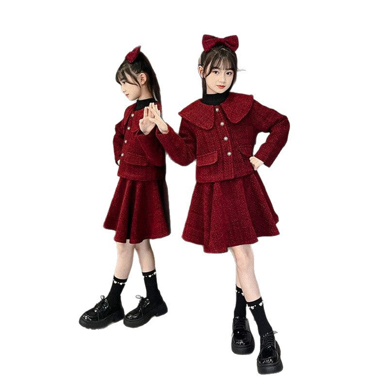 Girls Chanel Skirt Set – Winter Doll Collar Outfit – Outfit Sets – Image 5