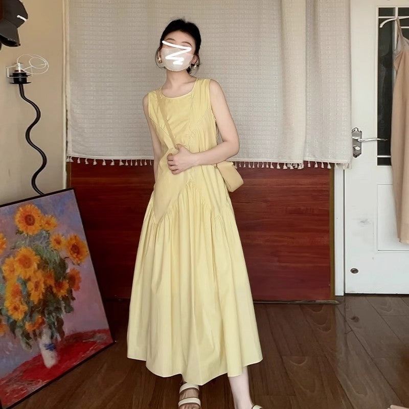 Light Yellow Camisole A-Line Long Dress Women