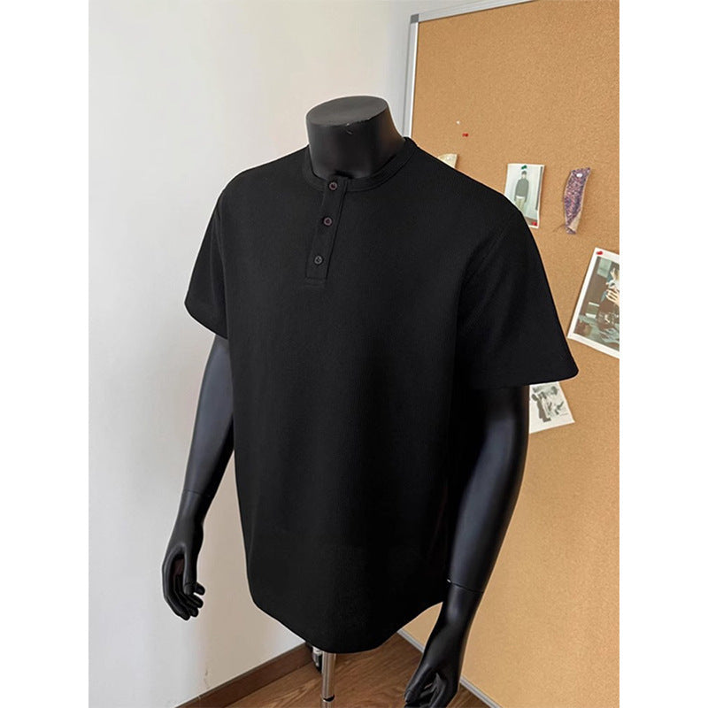Men’s Henry Collar T-Shirt – Retro Casual Summer Wear