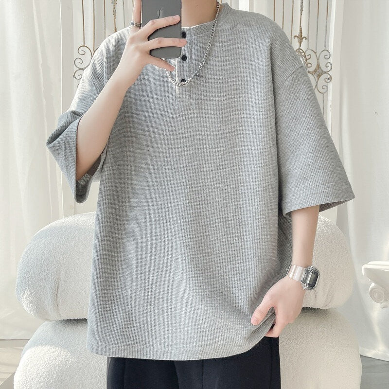 Men’s Waffle Solid T-Shirt – Summer Casual Wear