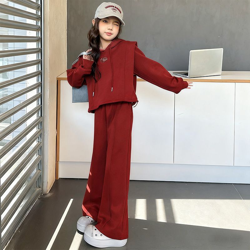 Girls Solid Color Wide Leg Set – Autumn Winter Outfit – Outfit Sets – Image 4