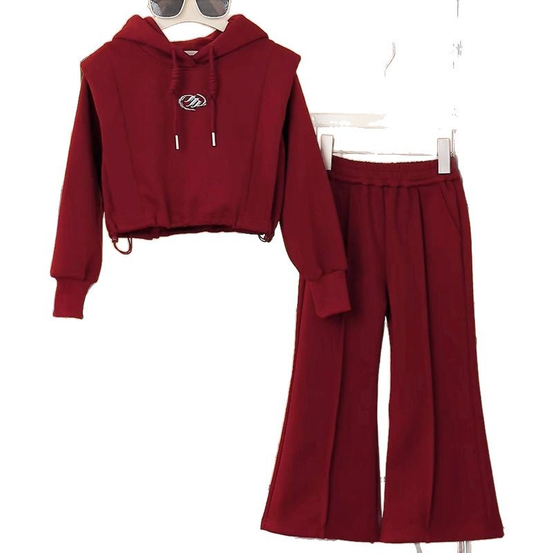 Girls Solid Color Wide Leg Set – Autumn Winter Outfit – Outfit Sets – Image 5