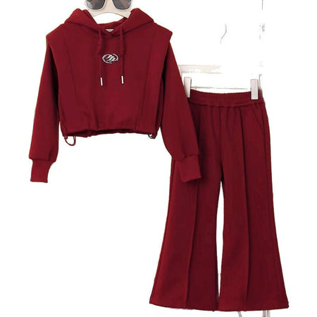 Girls Solid Color Wide Leg Set – Autumn Winter Outfit – Outfit Sets – Image 5
