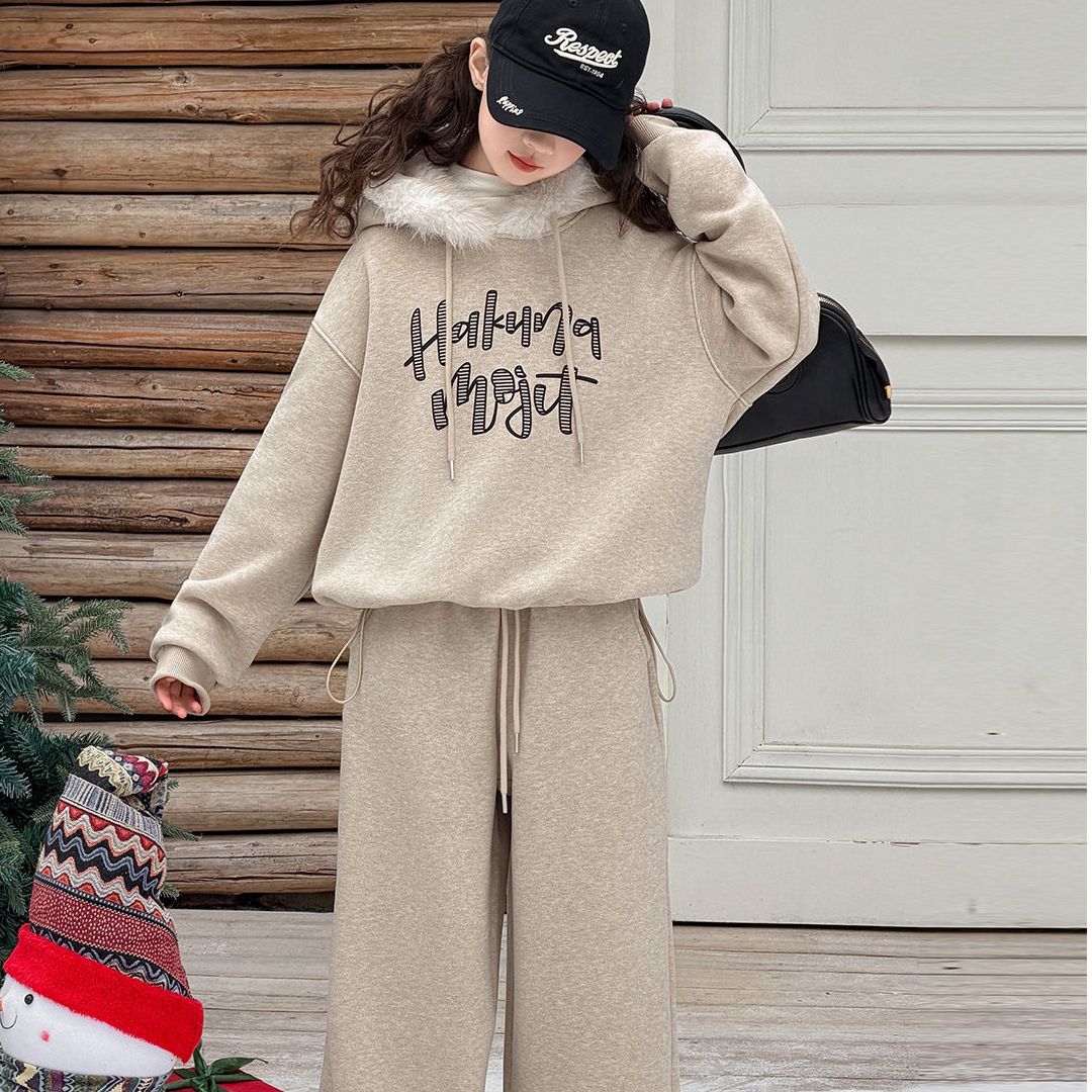 Girls Frayed Sweater Set – Winter Pants Outfit Suit – Outfit Sets – Image 1