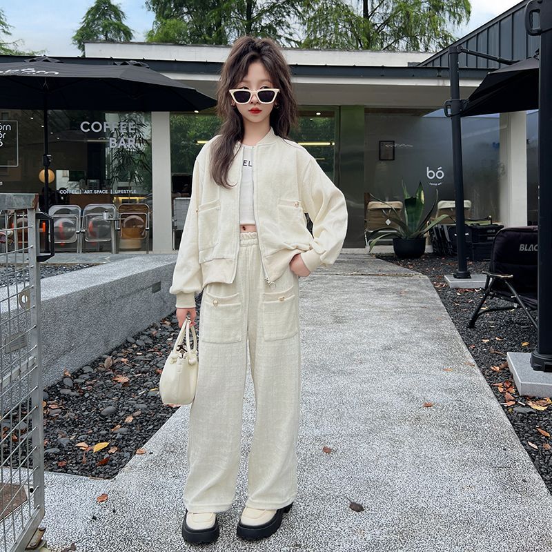 Girls Solid Color Pants Set – Autumn Stylish Outfit – Outfit Sets – Image 1