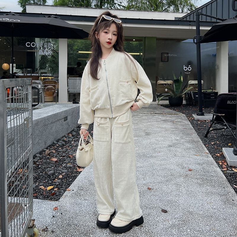 Girls Solid Color Pants Set – Autumn Stylish Outfit – Outfit Sets – Image 3