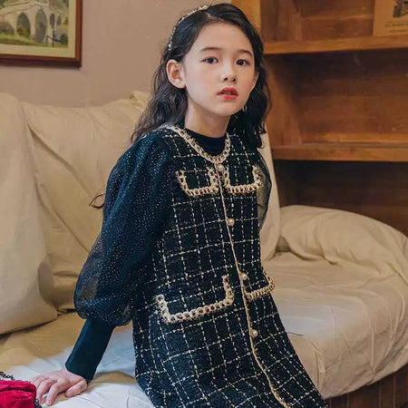 Girls Plaid Vest Dress Set – Fashion Two-Piece Outfit – Outfit Sets – Image 3
