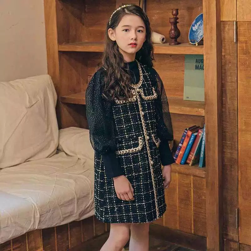 Girls Plaid Vest Dress Set – Fashion Two-Piece Outfit – Outfit Sets – Image 4