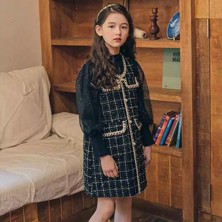 Girls Plaid Vest Dress Set – Fashion Two-Piece Outfit – Outfit Sets – Image 4