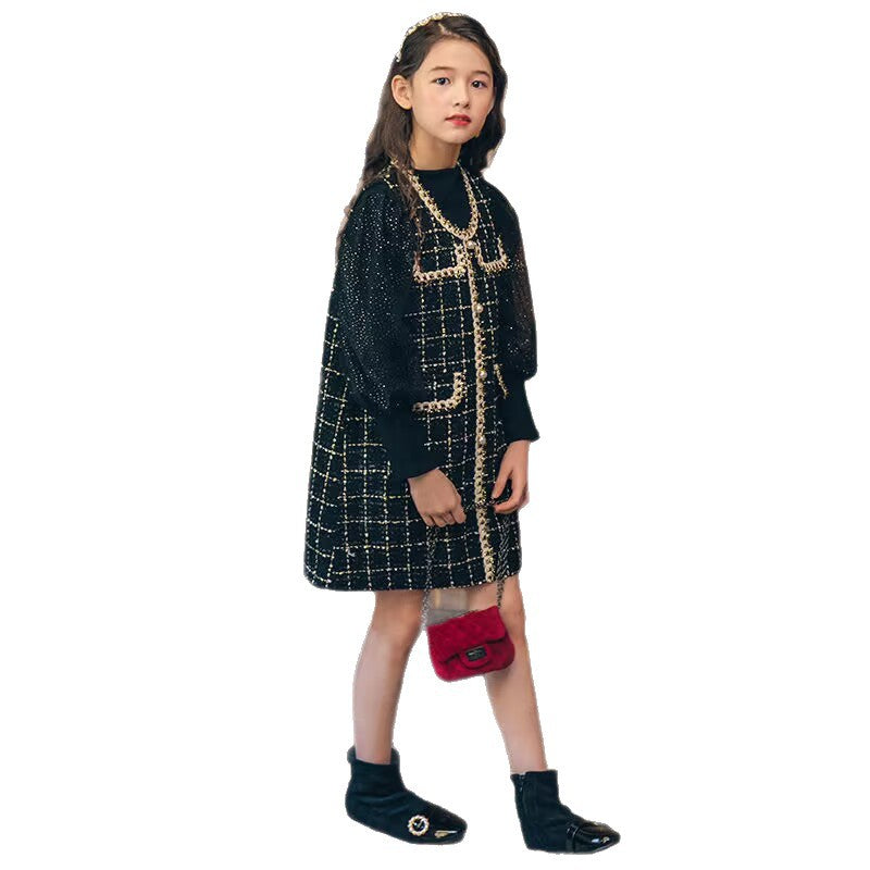 Girls Plaid Vest Dress Set – Fashion Two-Piece Outfit – Outfit Sets – Image 5