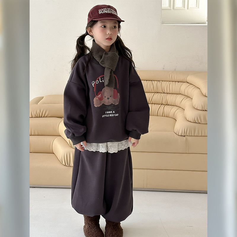 Girls Fleece Sweatshirt Set – Winter Tracksuit Outfit – Outfit Sets – Image 1