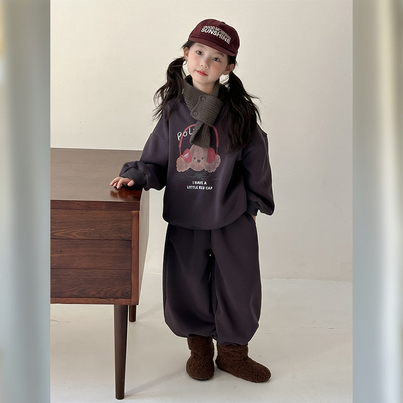 Girls Fleece Sweatshirt Set – Winter Tracksuit Outfit – Outfit Sets – Image 3