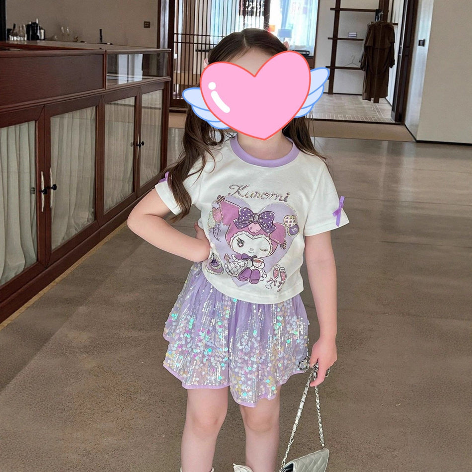 Girls Princess Skirt Set – Summer Sequin Outfit – Outfit Sets – Image 1