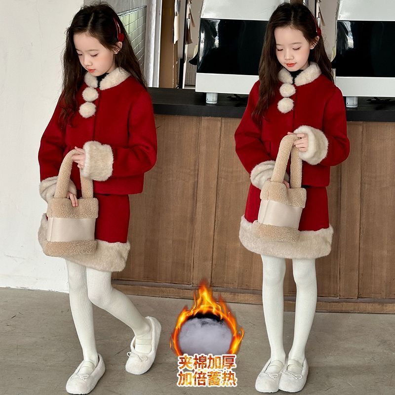Girls Velvet Skirt Set – Winter Festive Outfit Dress – Outfit Sets – Image 1