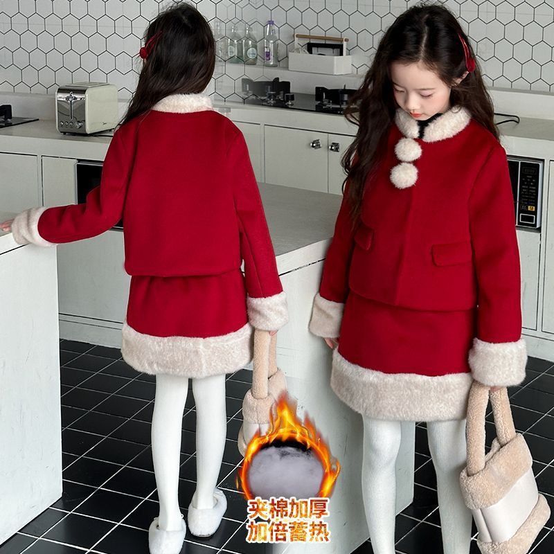 Girls Velvet Skirt Set – Winter Festive Outfit Dress – Outfit Sets – Image 2