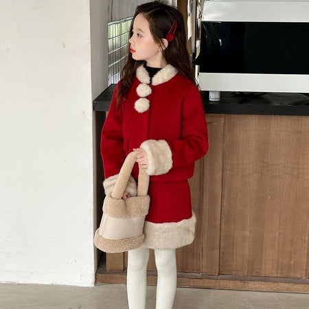 Girls Velvet Skirt Set – Winter Festive Outfit Dress – Outfit Sets – Image 4