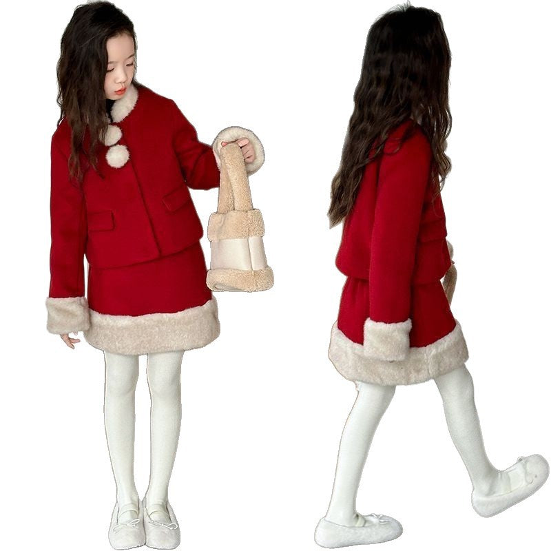 Girls Velvet Skirt Set – Winter Festive Outfit Dress – Outfit Sets – Image 5