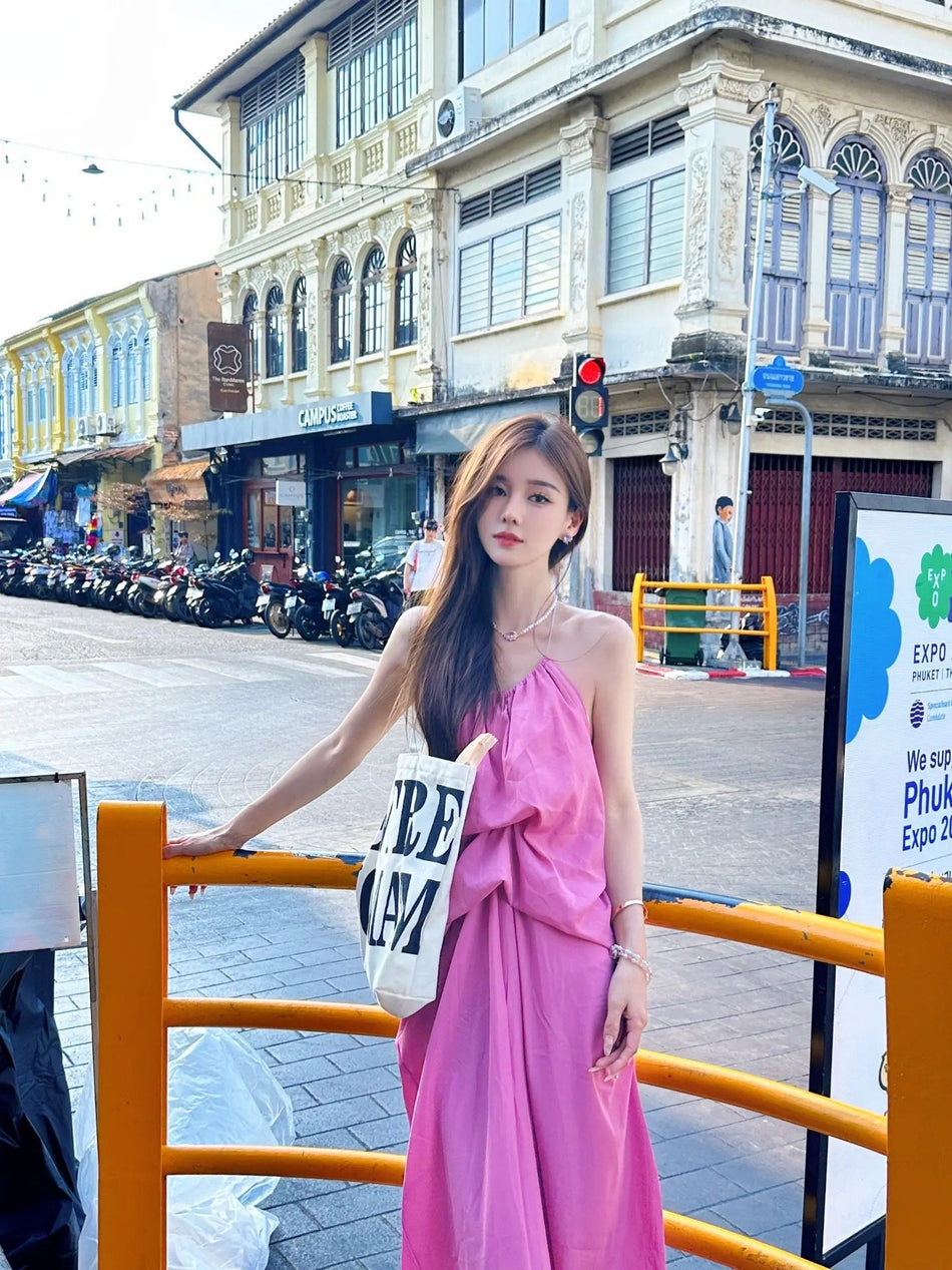 Halter Backless Fairy Beach Maxi Dress Women