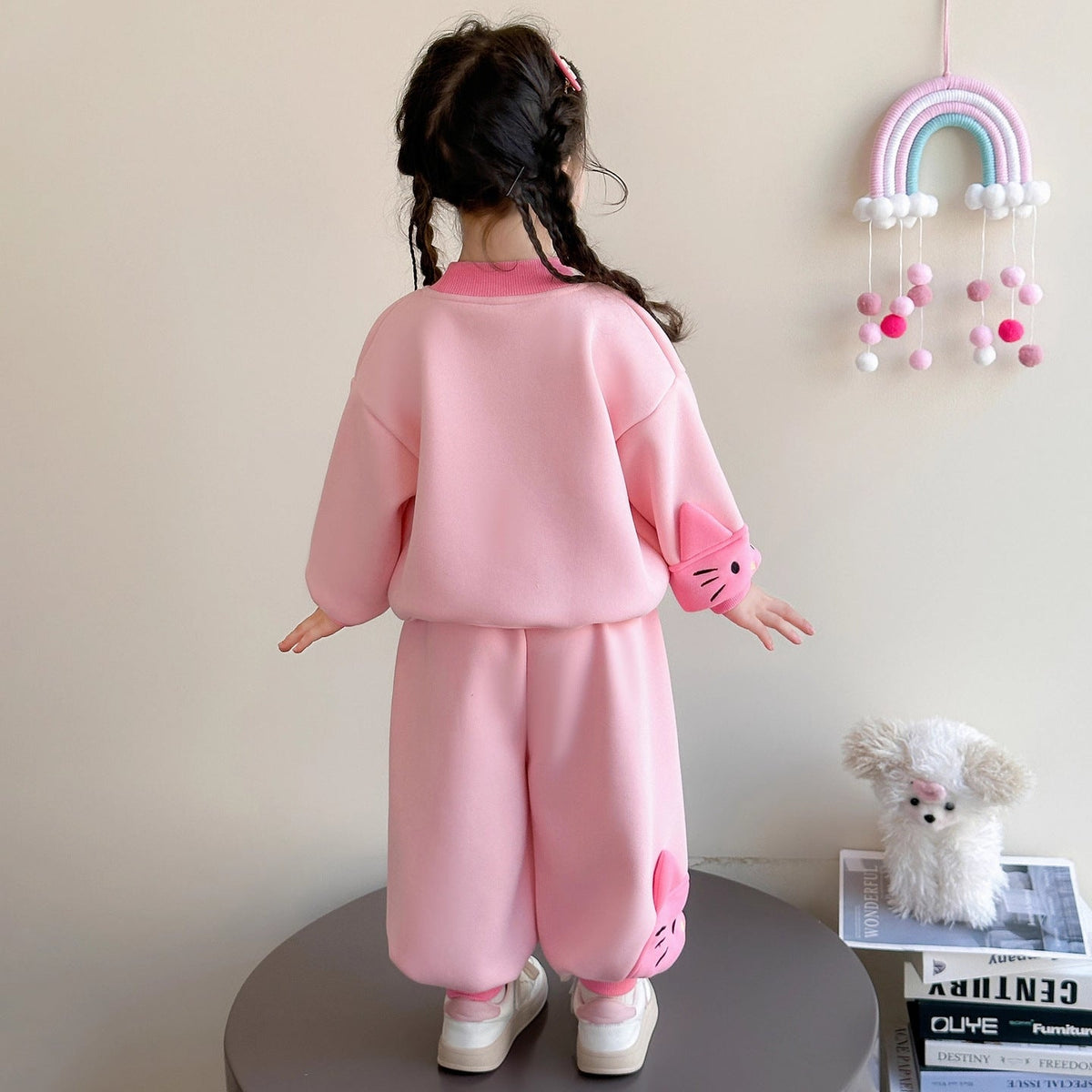 Girls Kitten T-Shirt Set – Autumn Winter Outfit Suit – Outfit Sets – Image 3