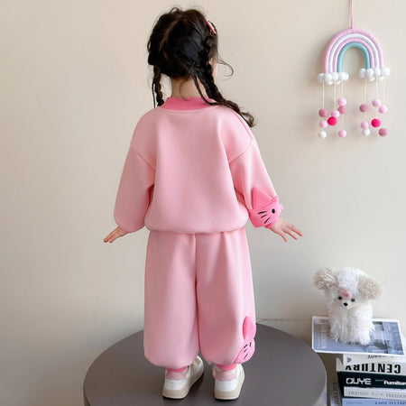 Girls Kitten T-Shirt Set – Autumn Winter Outfit Suit – Outfit Sets – Image 3