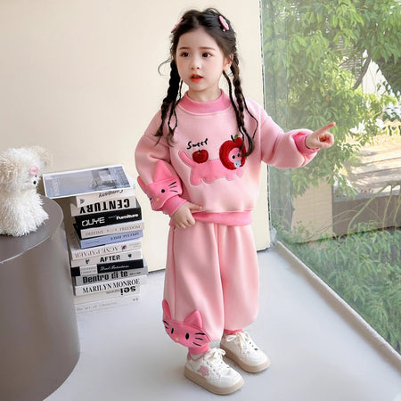 Girls Kitten T-Shirt Set – Autumn Winter Outfit Suit – Outfit Sets – Image 4