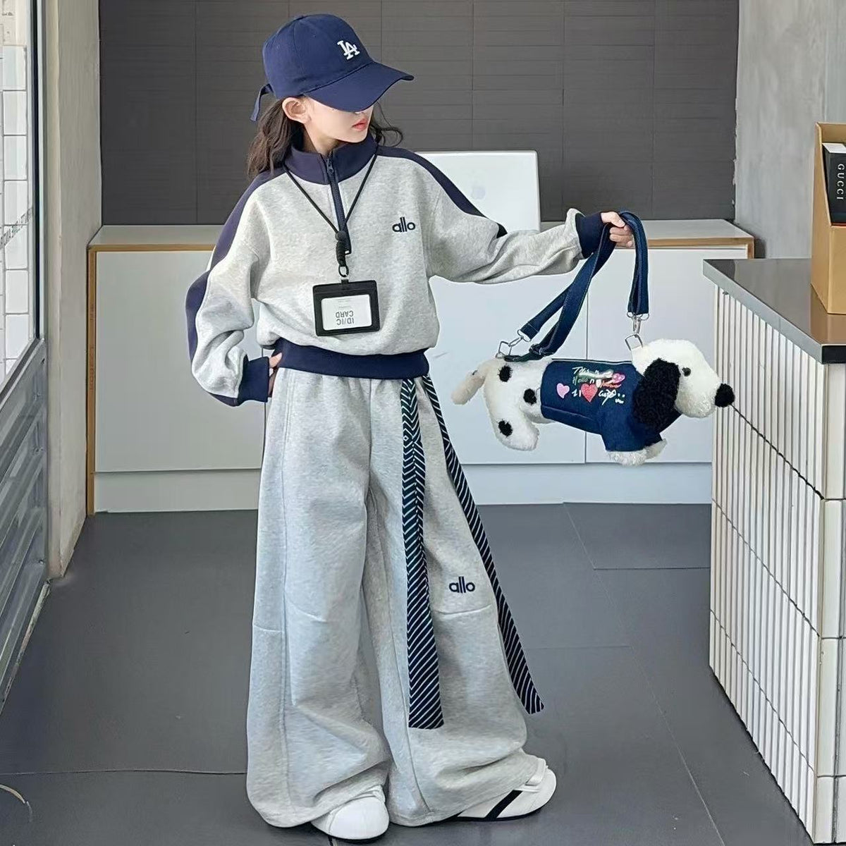 Girls Korean Sweatshirt Set – Winter Collar Outfit – Outfit Sets – Image 3
