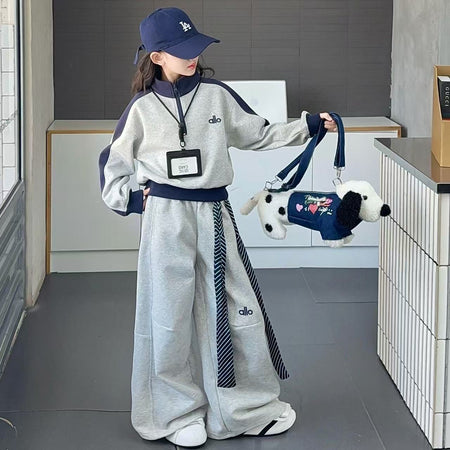 Girls Korean Sweatshirt Set – Winter Collar Outfit – Outfit Sets – Image 3