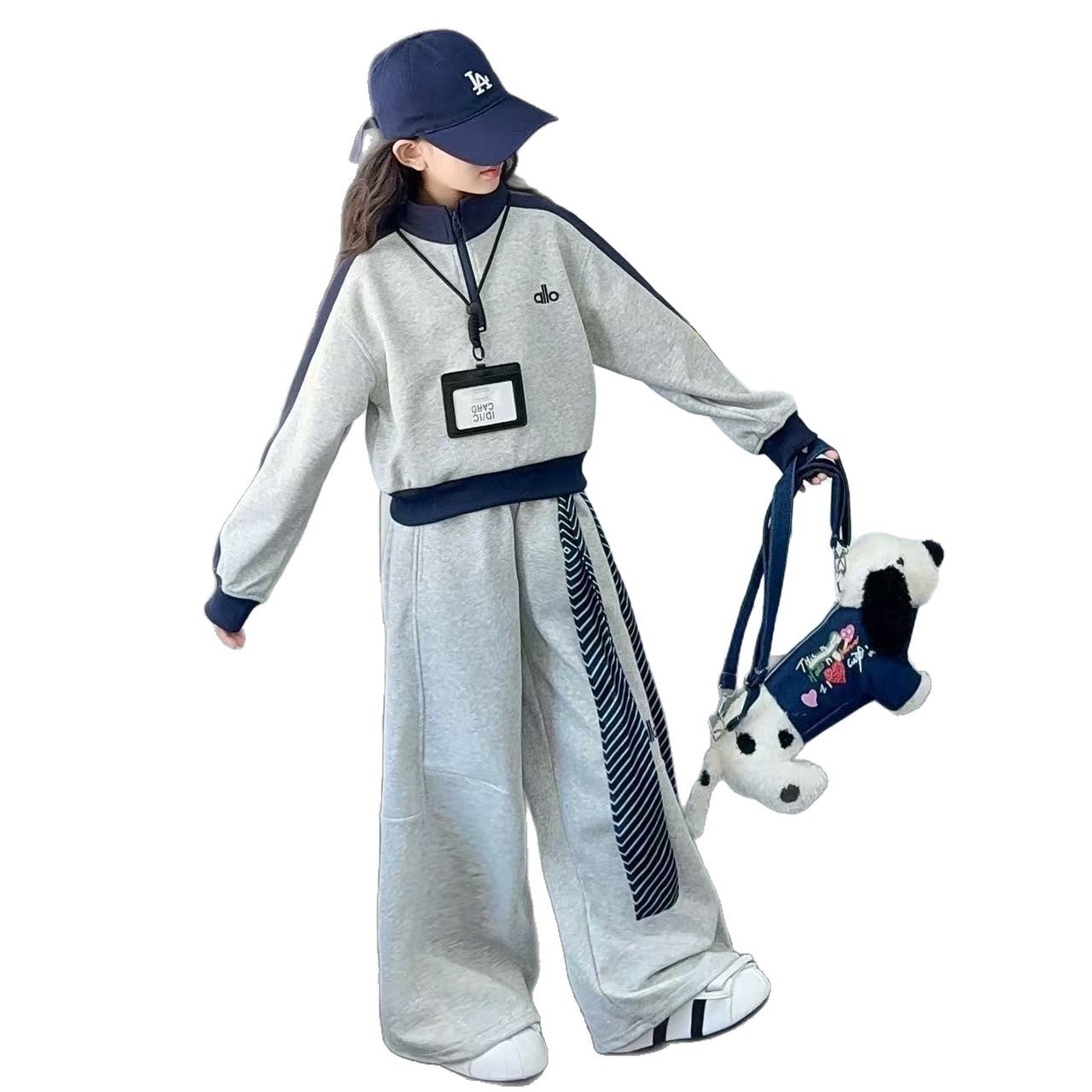 Girls Korean Sweatshirt Set – Winter Collar Outfit – Outfit Sets – Image 5