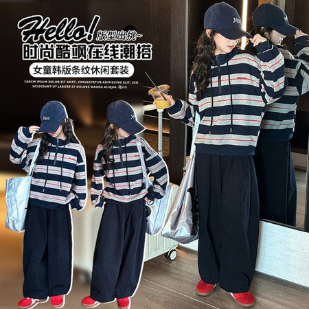Girls Striped Sweatshirt Set – Autumn Sports Outfit – Outfit Sets – Image 3