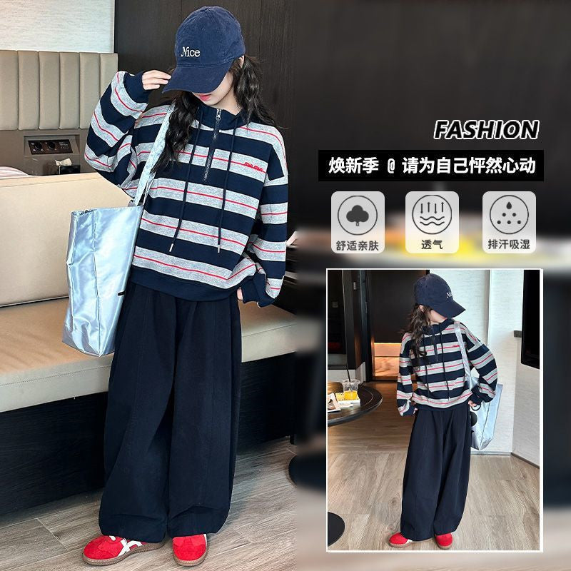 Girls Striped Sweatshirt Set – Autumn Sports Outfit – Outfit Sets – Image 5