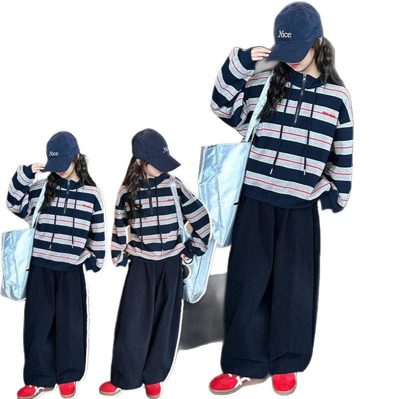 Girls Striped Sweatshirt Set – Autumn Sports Outfit – Outfit Sets – Image 1