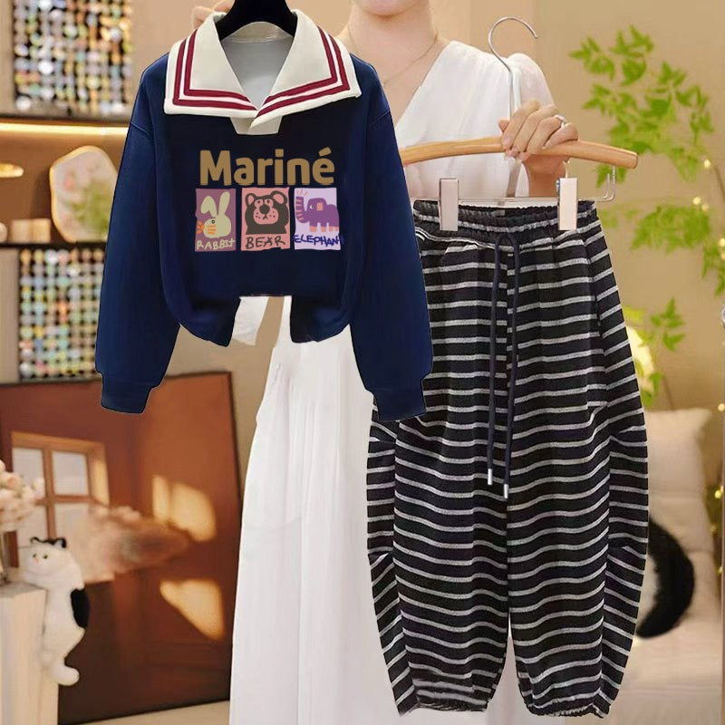 Girls Striped Sweatshirt Set – Autumn Pants Outfit – Outfit Sets – Image 1