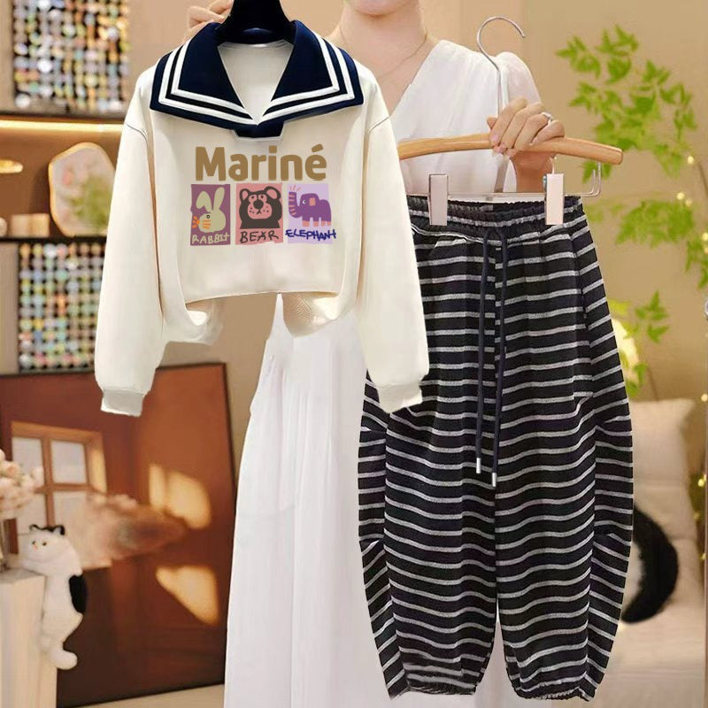 Girls Striped Sweatshirt Set – Autumn Pants Outfit – Outfit Sets – Image 2