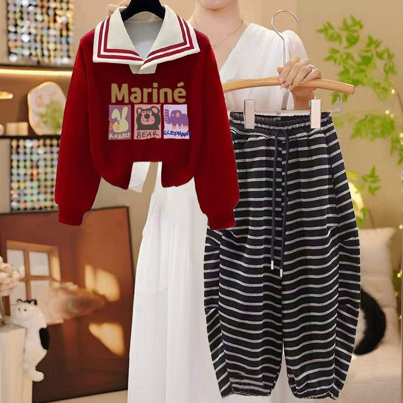 Girls Striped Sweatshirt Set – Autumn Pants Outfit – Outfit Sets – Image 3