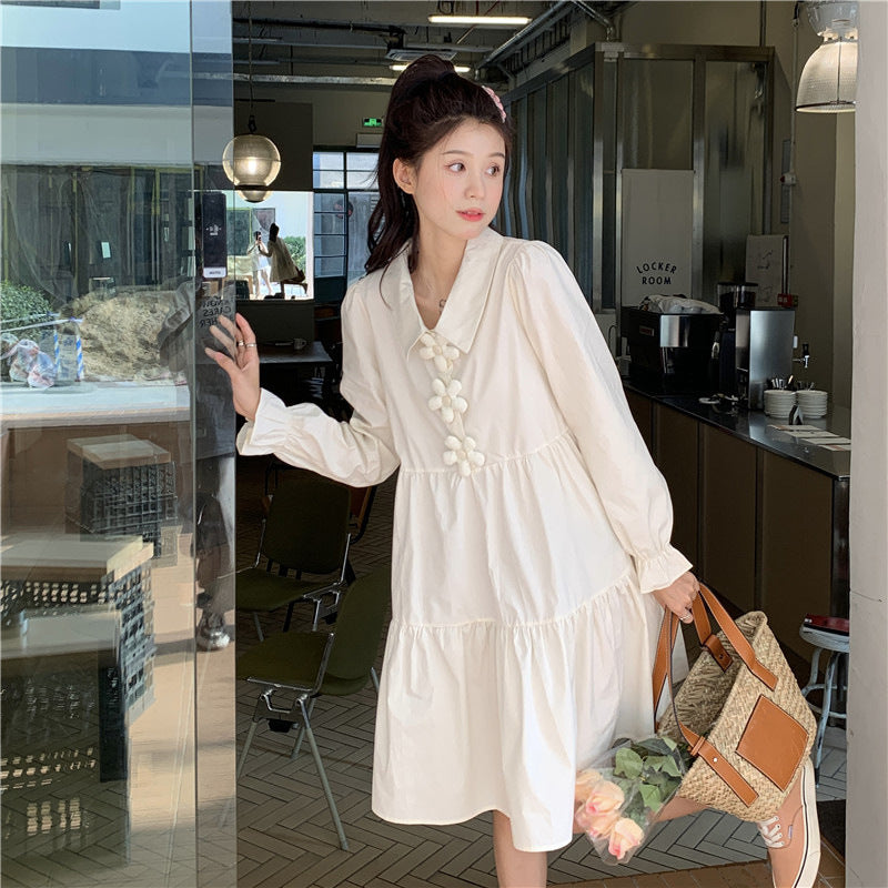 French Polo Collar Chic Shirt Skirt Dress Women 2024