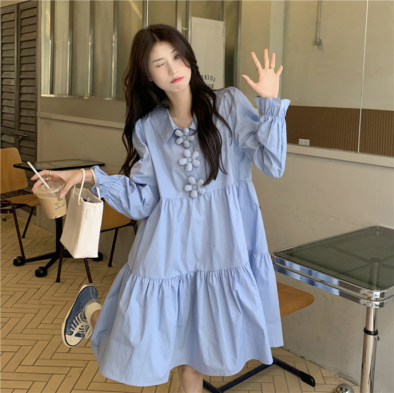 French Polo Collar Chic Shirt Skirt Dress Women 2024