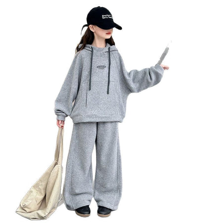 Girls Solid Sweatshirt Set – Winter Sports Outfit – Outfit Sets – Image 5