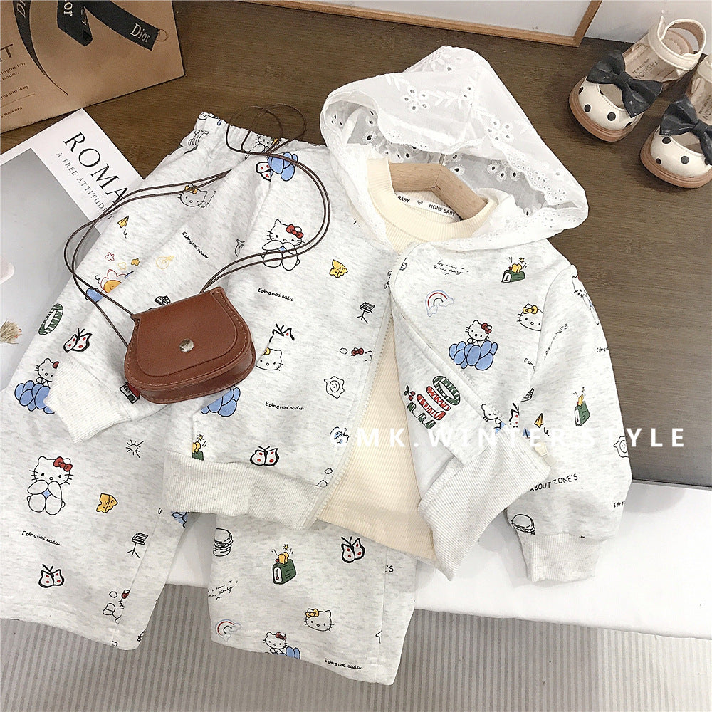 Baby Girl Hooded Set – Spring Autumn Outfit Suit – Outfit Sets – Image 1