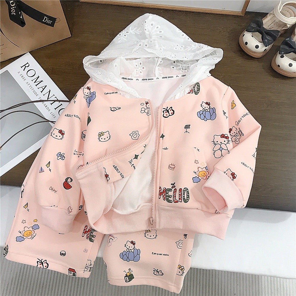 Baby Girl Hooded Set – Spring Autumn Outfit Suit – Outfit Sets – Image 2