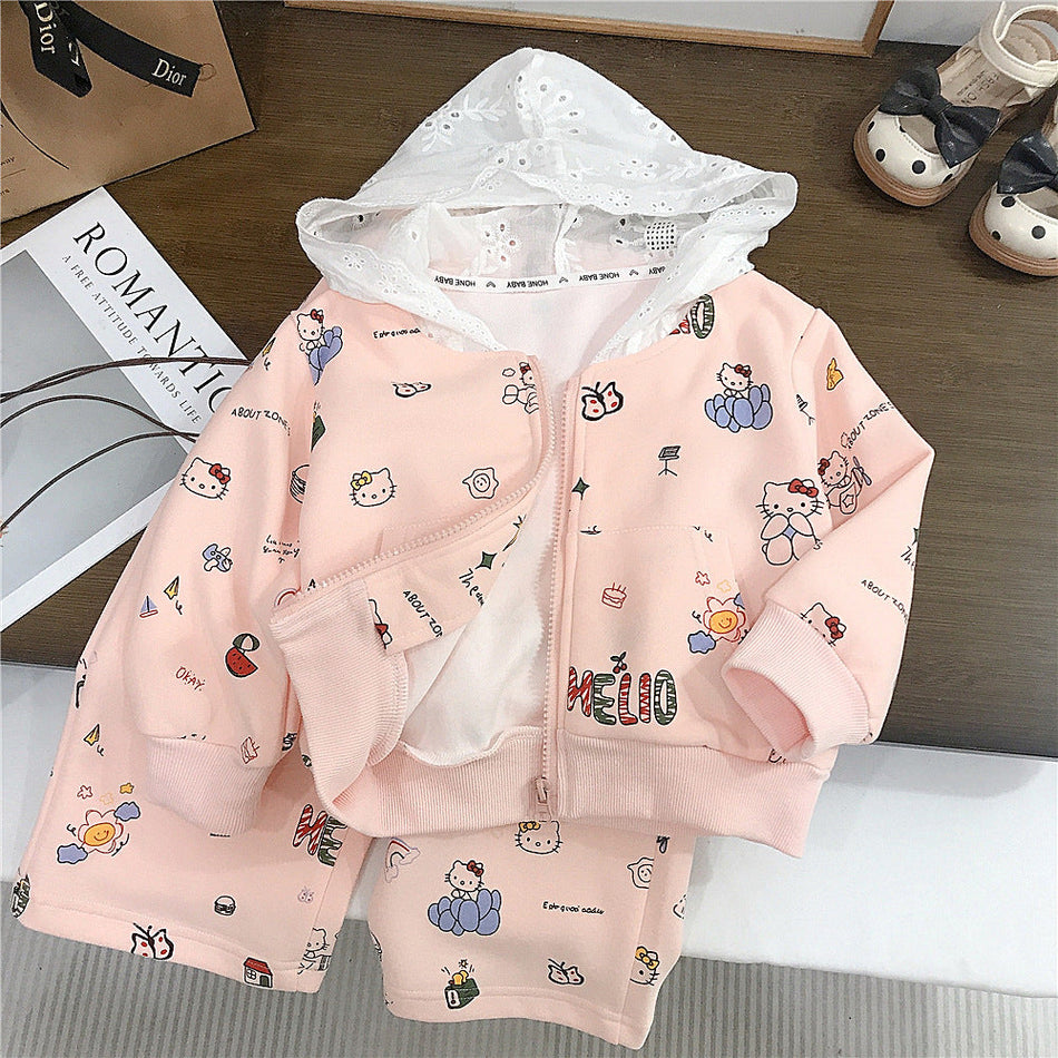 Baby Girl Hooded Set – Spring Autumn Outfit Suit – Outfit Sets – Image 2