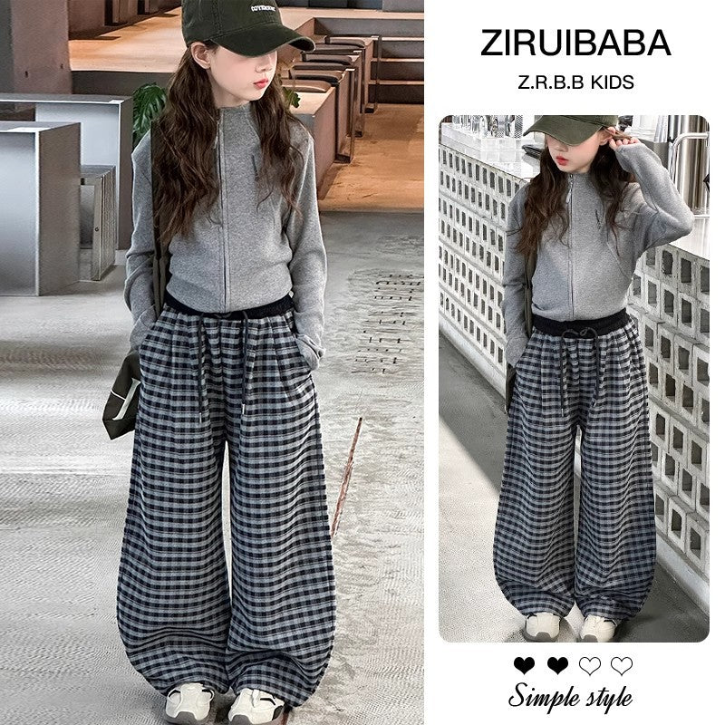 Girls Cardigan Plaid Set – Spring Autumn Outfit Suit – Outfit Sets – Image 2