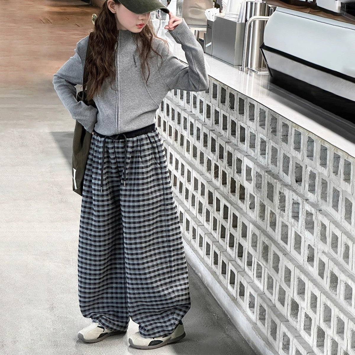 Girls Cardigan Plaid Set – Spring Autumn Outfit Suit – Outfit Sets – Image 3