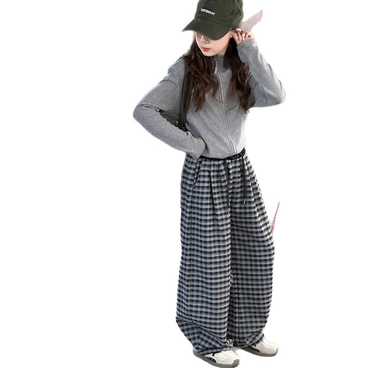 Girls Cardigan Plaid Set – Spring Autumn Outfit Suit – Outfit Sets – Image 5