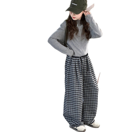 Girls Cardigan Plaid Set – Spring Autumn Outfit Suit – Outfit Sets – Image 5