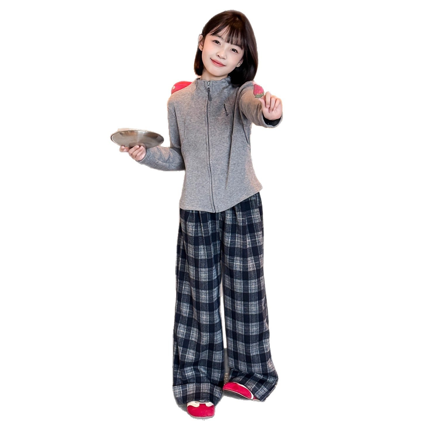 Girls Plaid Zipper Set – Spring Autumn Outfit – Outfit Sets – Image 5