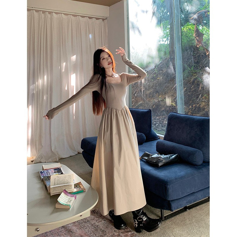 French Knitted Midi Dress Women Slim Fit Autumn 2024