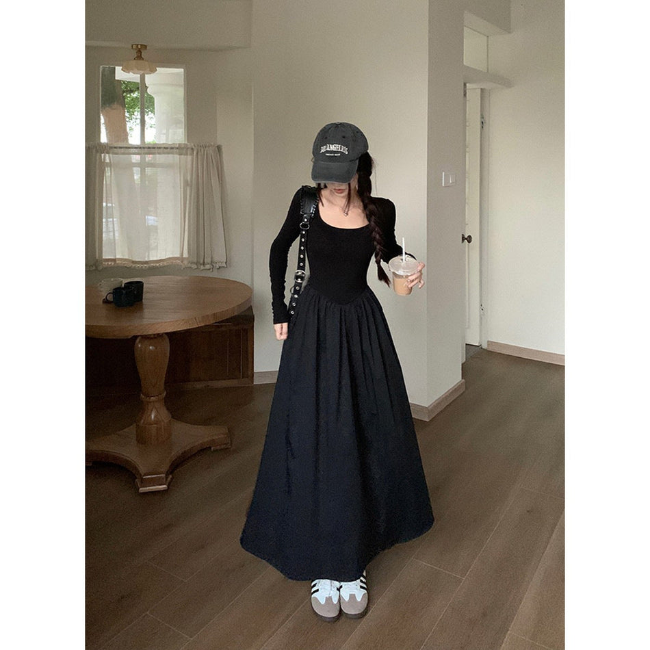 French Knitted Midi Dress Women Slim Fit Autumn 2024