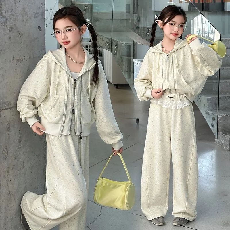 Girls Hooded Sweatshirt Set – Autumn Cardigan Outfit – Baby & Children's Outfits – Image 2