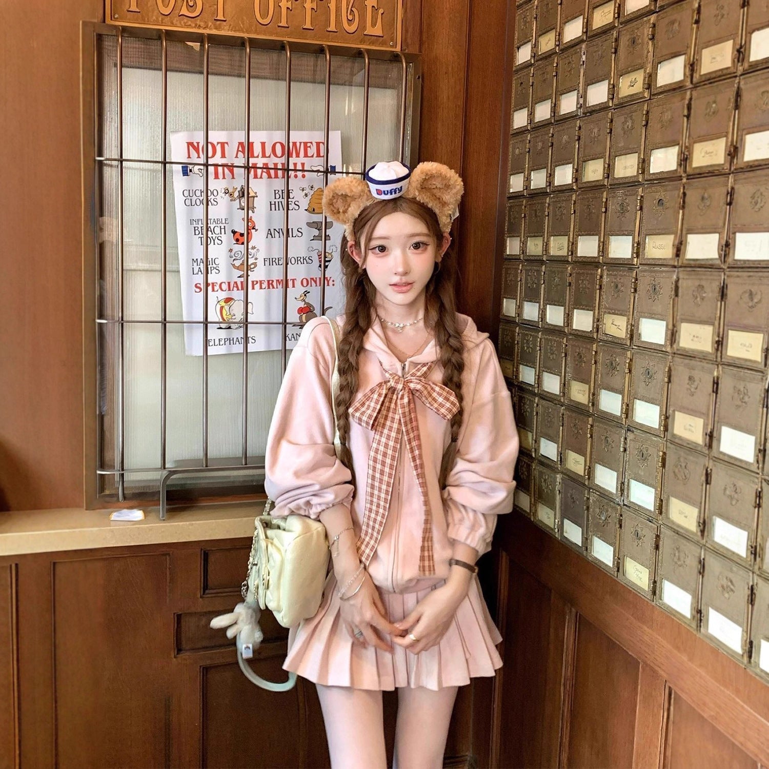 Girls Hooded Plaid Pleated Skirt Set Korean Style – Baby & Children's Outfits – Image 3